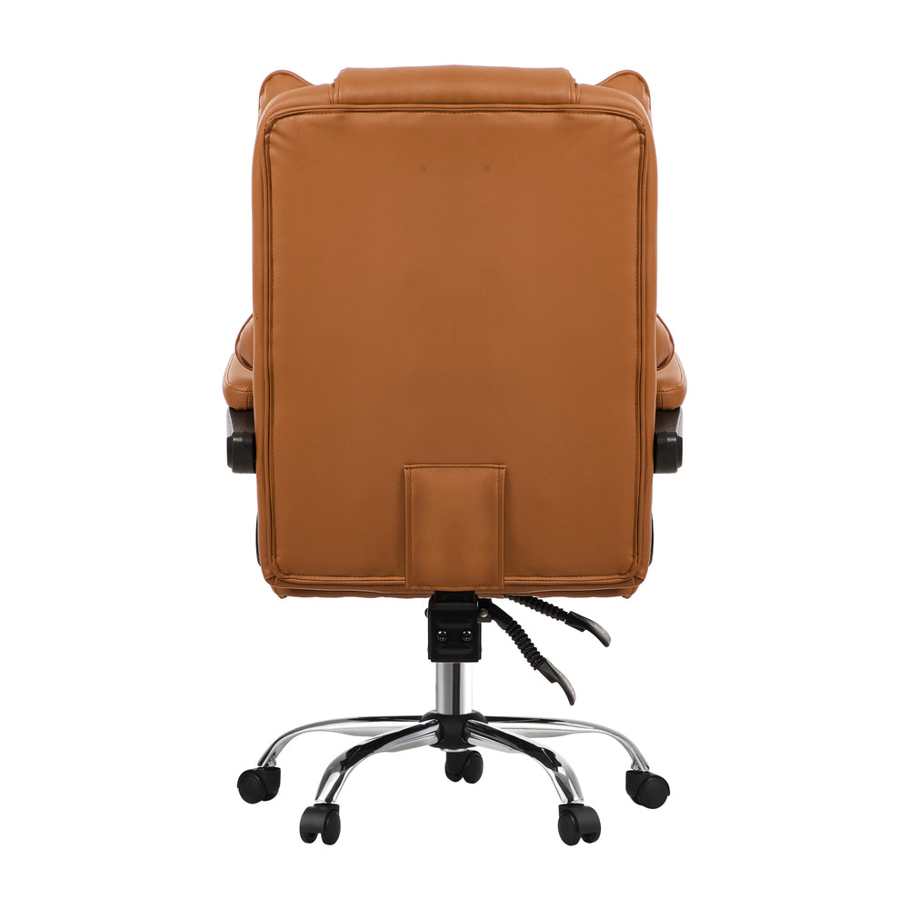 Oikiture Gaming Office Chair Massage PU Leather Adjustable Brown