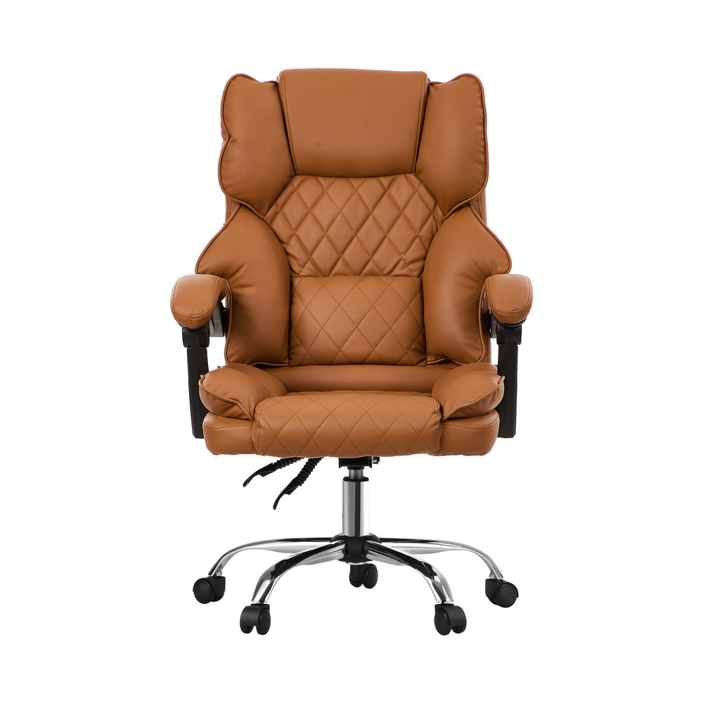Oikiture Massage Office Chair Premium PU Leather Gaming Seat Brown