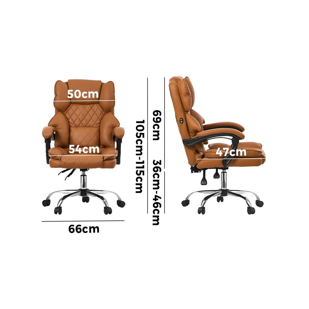 Oikiture Massage Office Chair Premium PU Leather Gaming Seat Brown