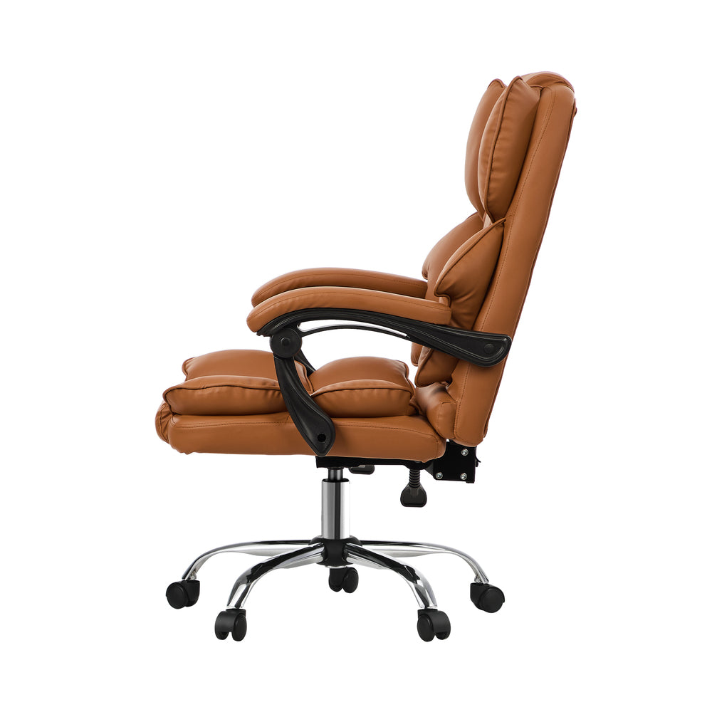 Oikiture Massage Office Chair Premium PU Leather Gaming Seat Brown