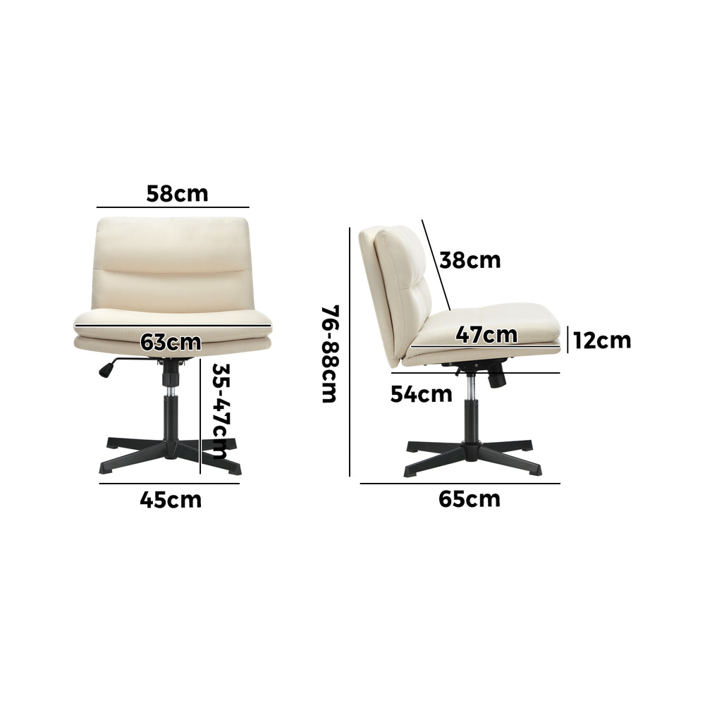 Oikiture Mid Back Armless Office Chair Wide Seat Linen Beige