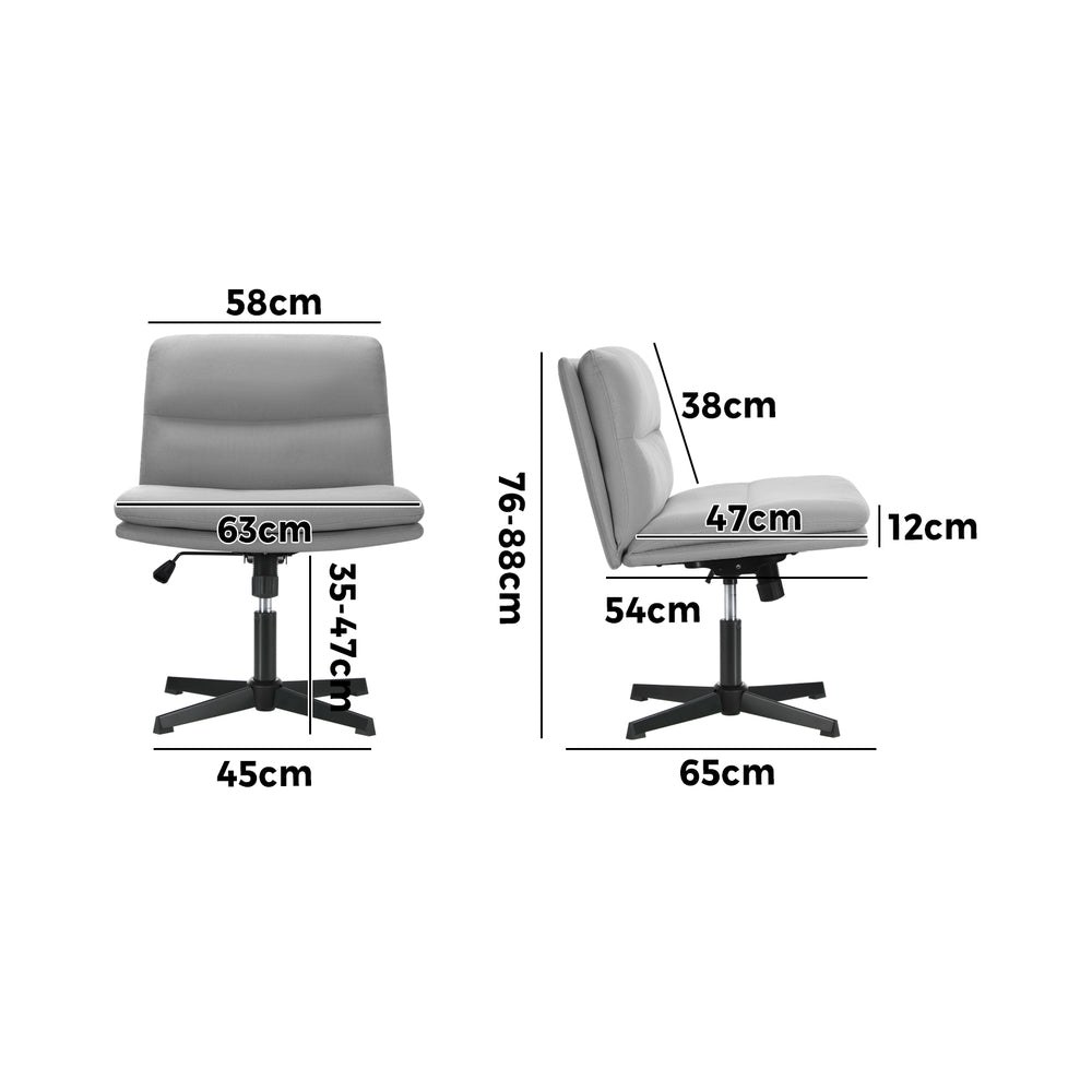 Oikiture Mid Back Armless Office Chair Wide Seat Linen Grey