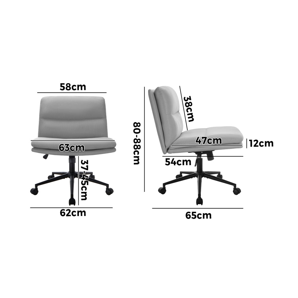 Oikiture Mid Back Office Chair Wide Seat Linen Grey with Wheels