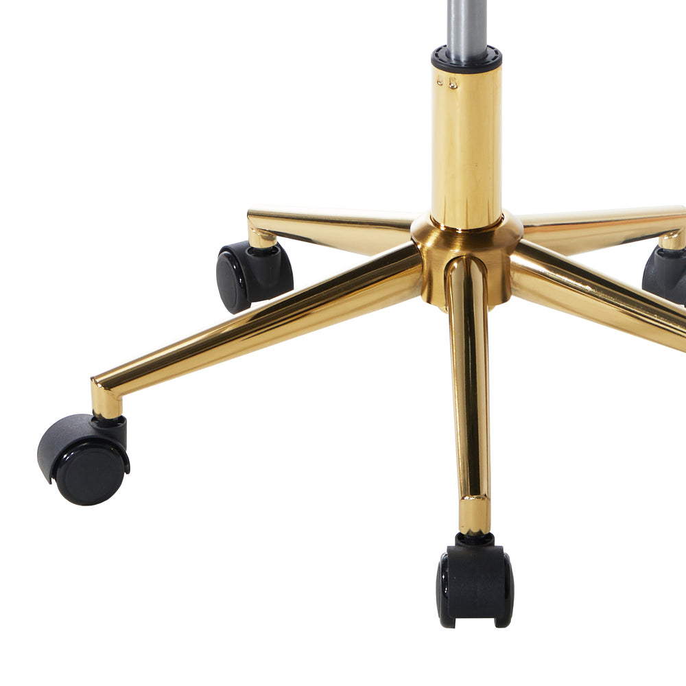 Oikiture Armless Home Office Chair Boucle White&Gold