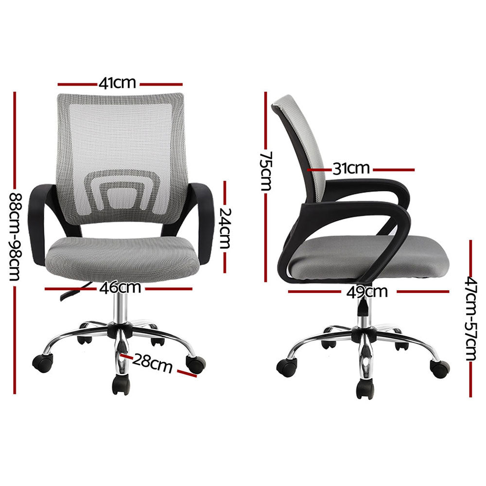 Artiss 2x Mesh Office Chair Mid Back Grey