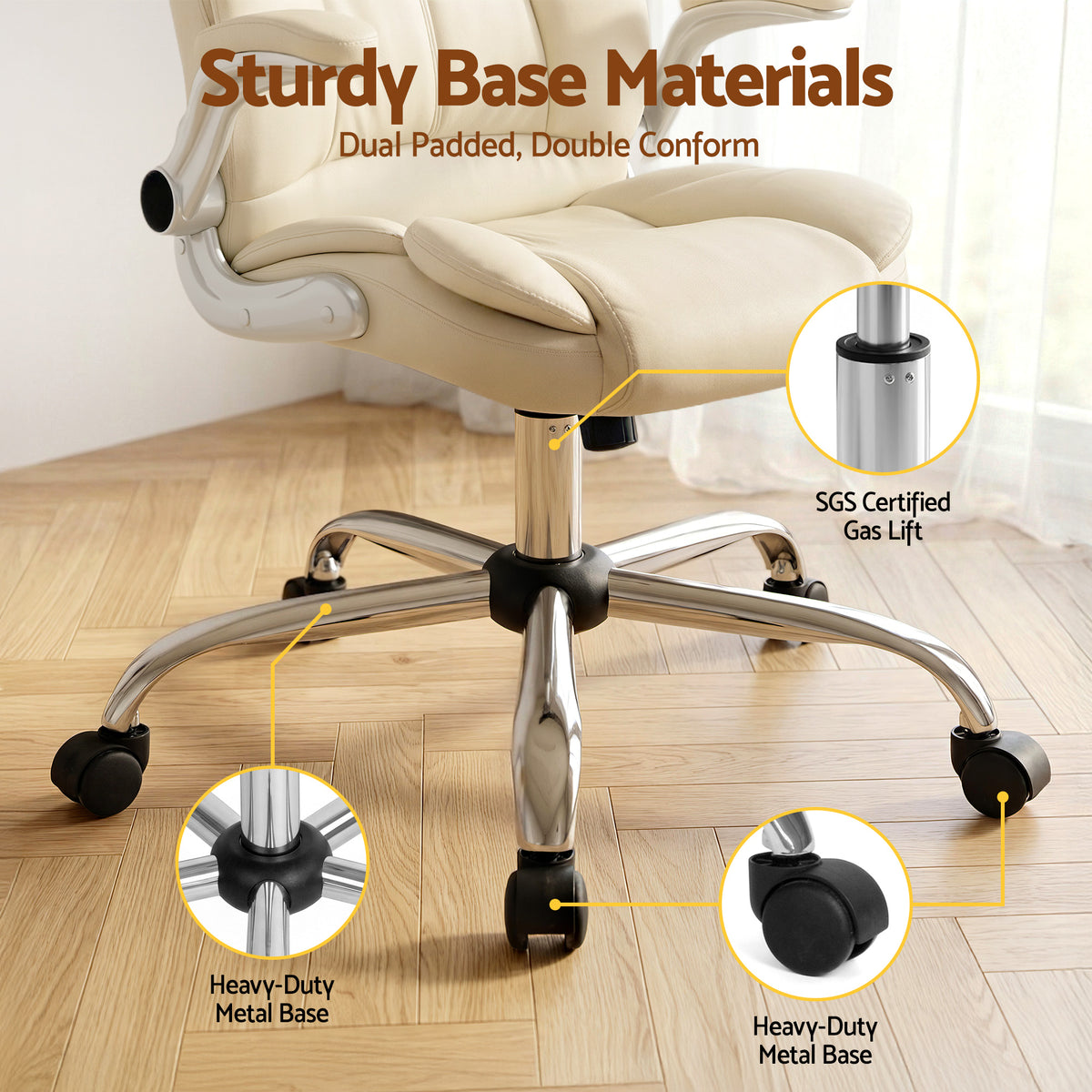 Artiss Executive Office Chair Leather Tilt Beige