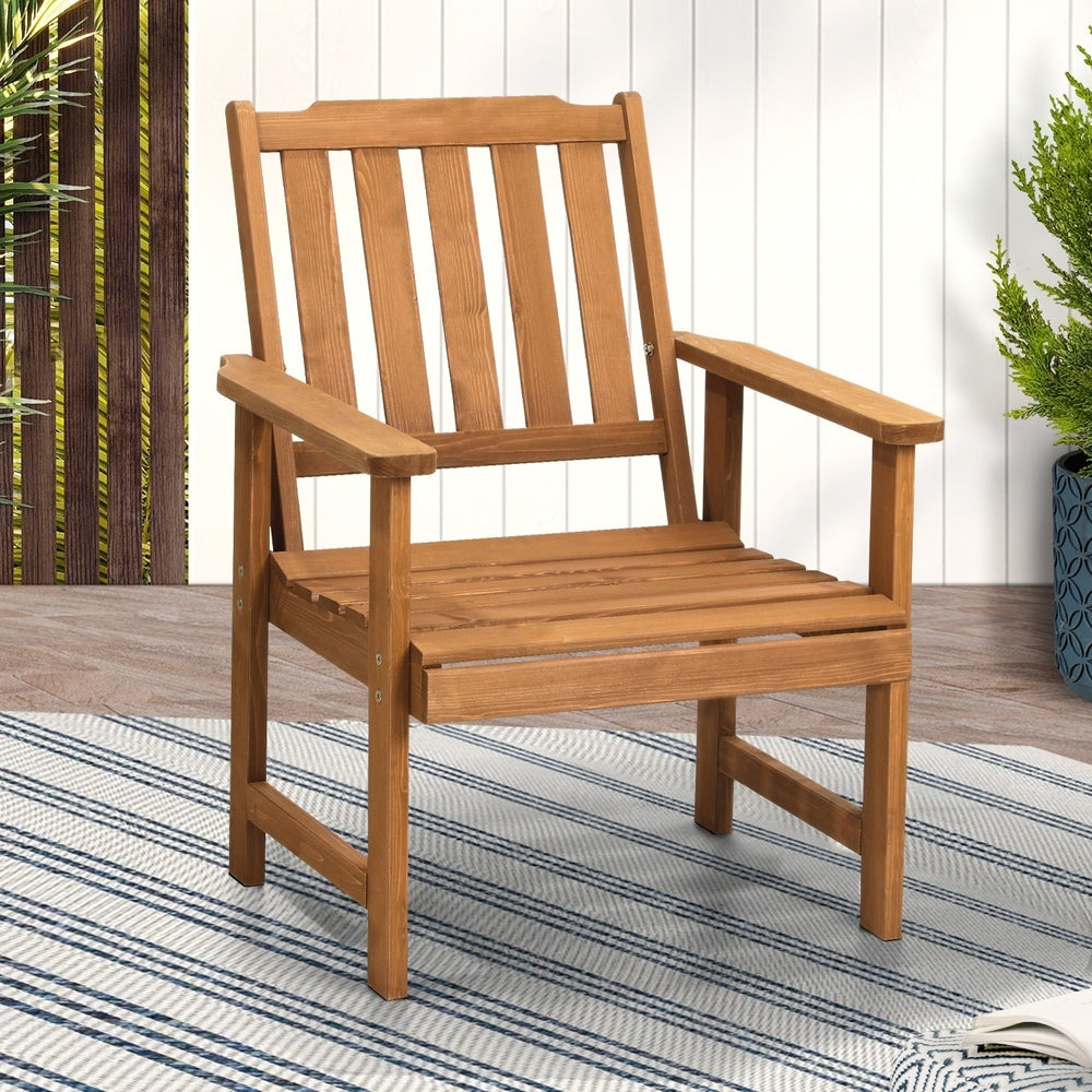 Livsip Outdoor Armchair Wooden Patio Chairs Brown