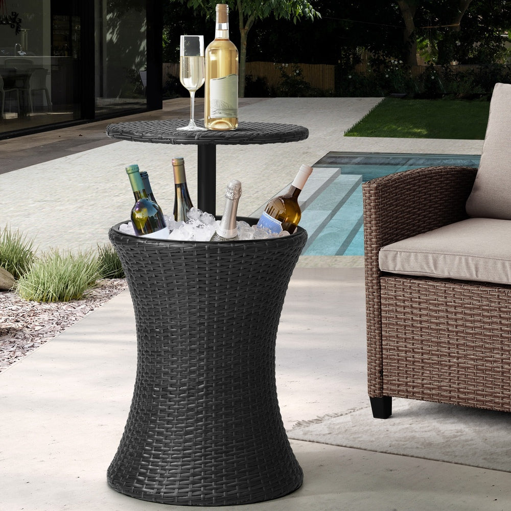 Livsip Rattan Cooler Ice Bucket Table Storage Black
