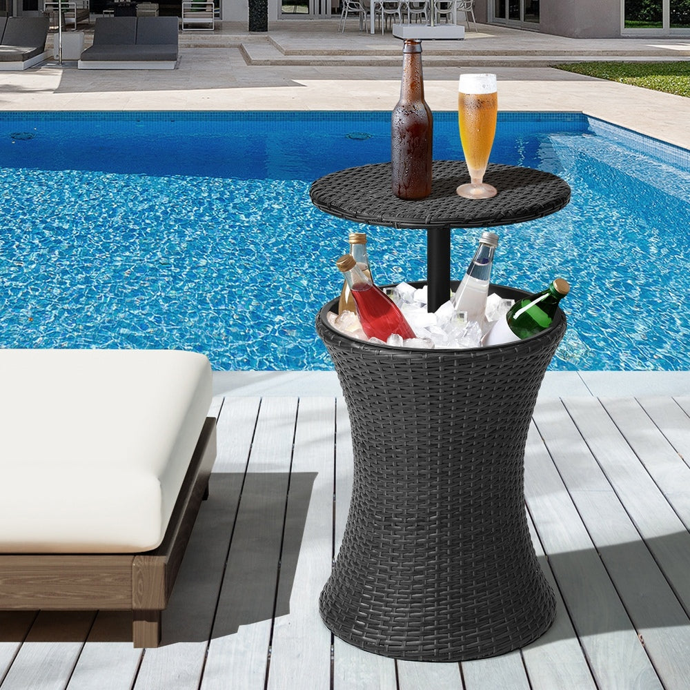 Livsip Rattan Cooler Ice Bucket Table Storage Black