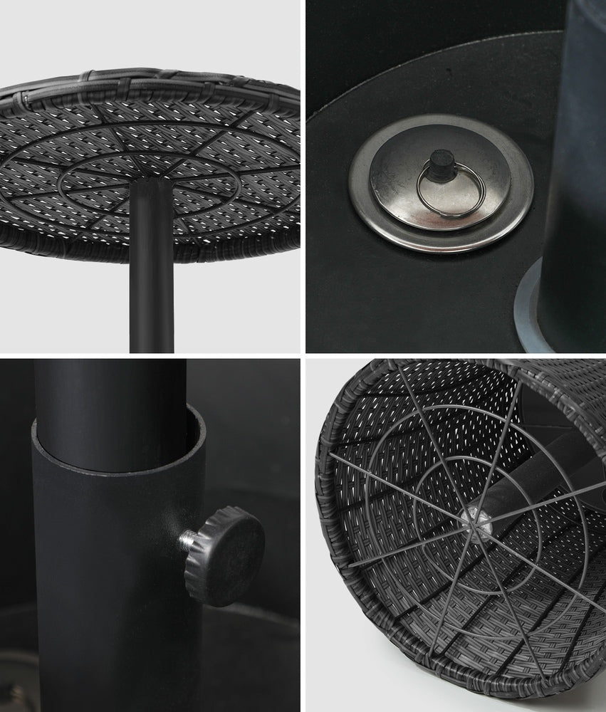 Livsip Rattan Cooler Ice Bucket Table Storage Black