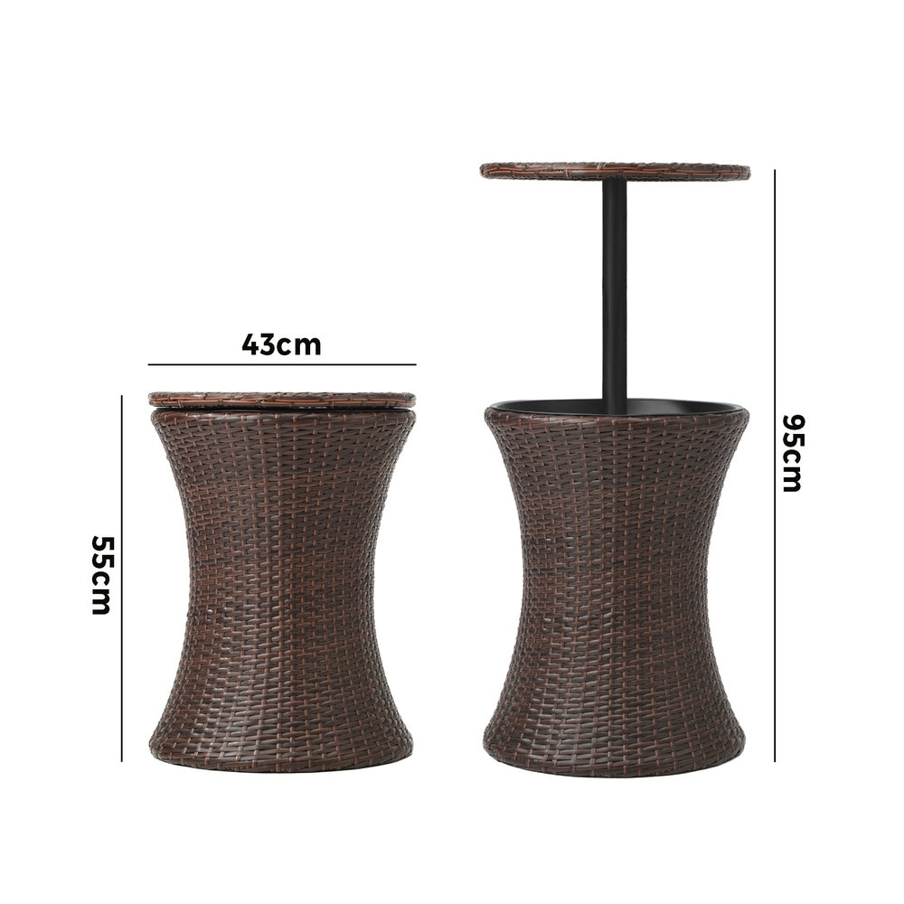 Livsip Rattan Cooler Ice Bucket Table Storage Brown