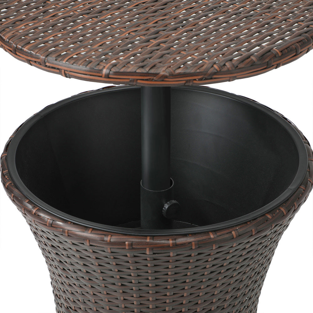Livsip Rattan Cooler Ice Bucket Table Storage Brown