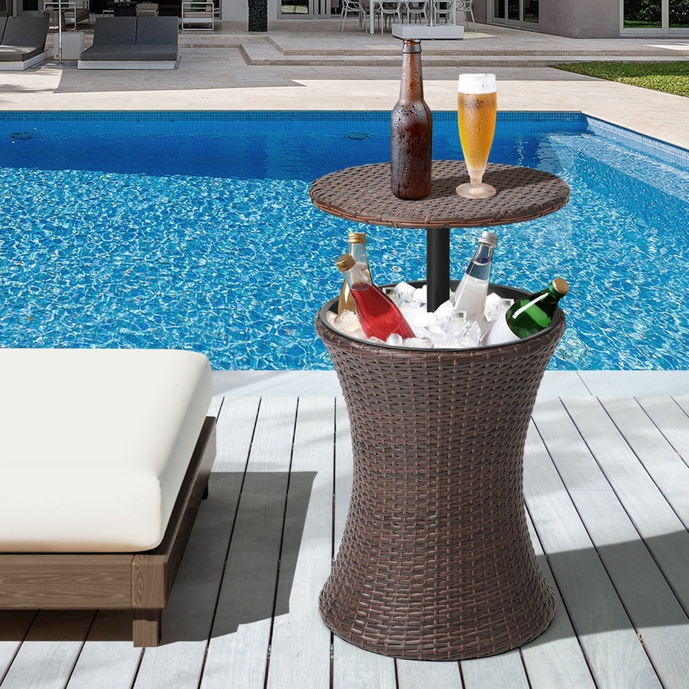 Livsip Rattan Cooler Ice Bucket Table Storage Brown