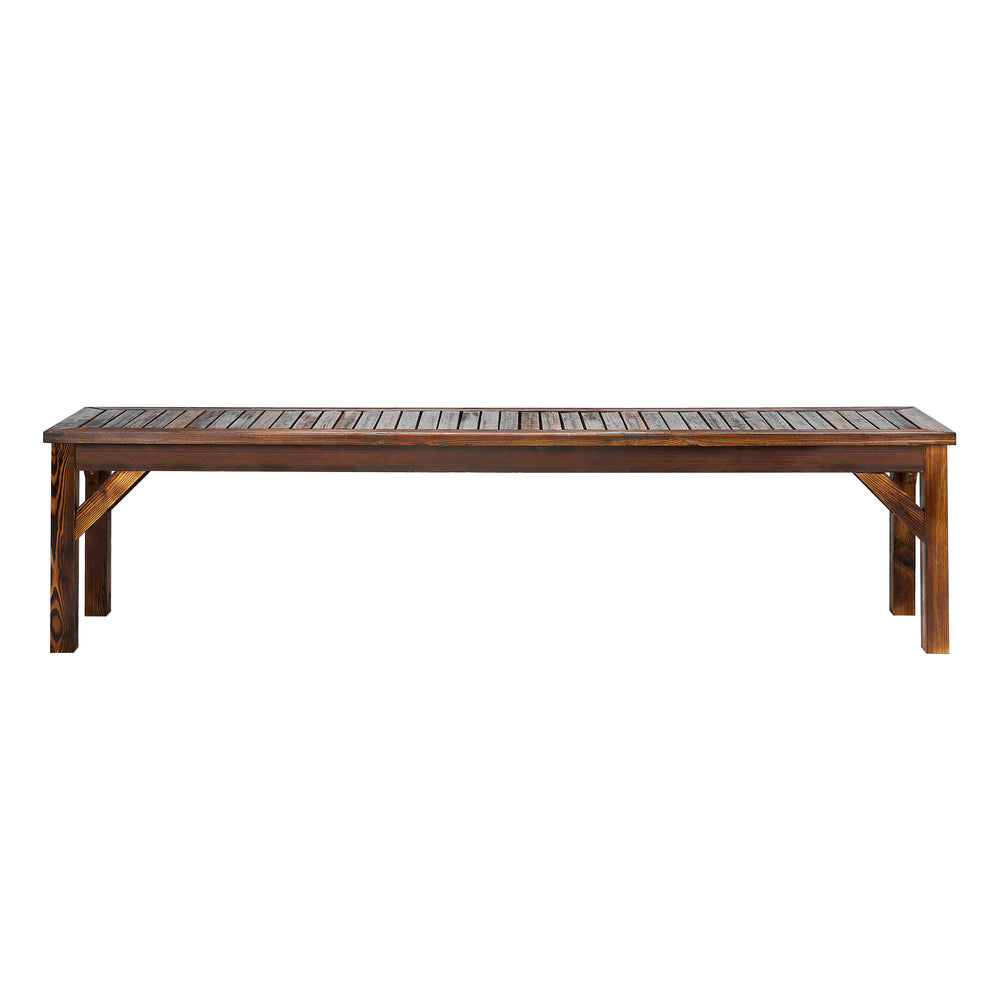 Livsip Garden Bench Wood Patio 190cm Slatted Seat Outdoor
