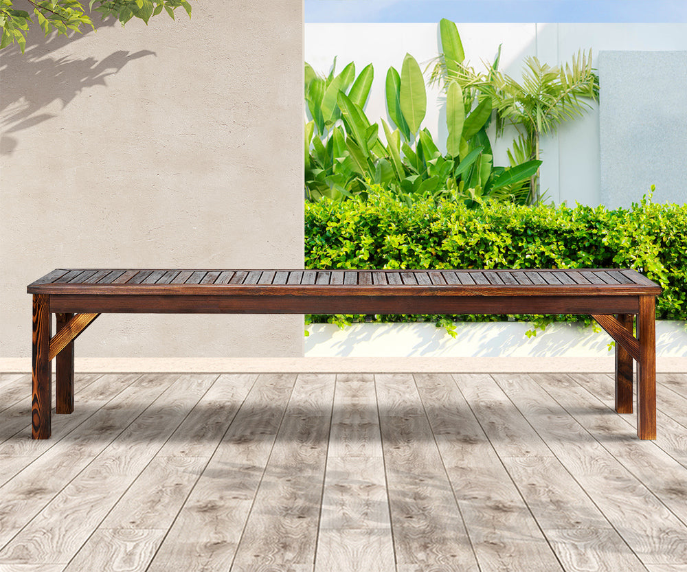 Livsip Garden Bench Wood Patio 190cm Slatted Seat Outdoor
