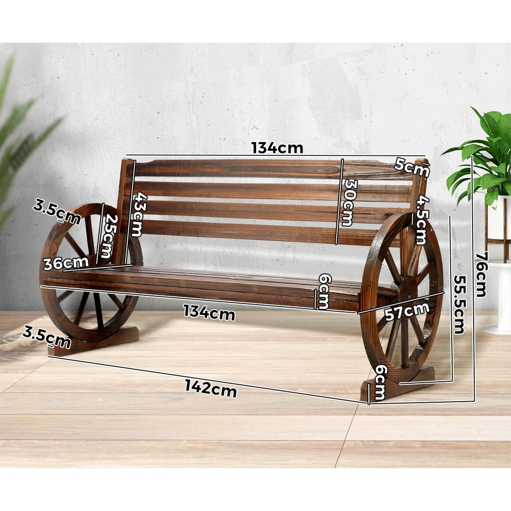 Livsip Garden Bench 3 Seater Wooden Wagon Chair