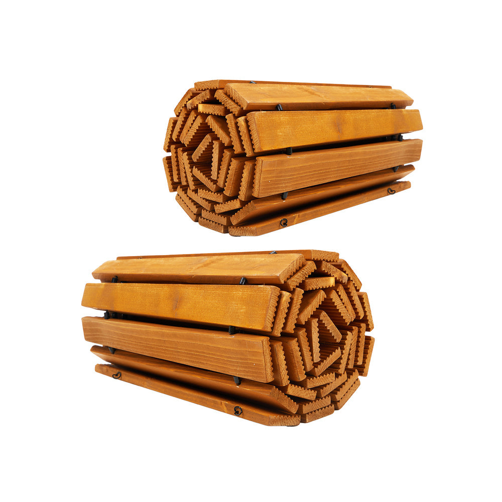 Livsip 2PC Garden Wooden Pathway 8ft Straight Roll-Out