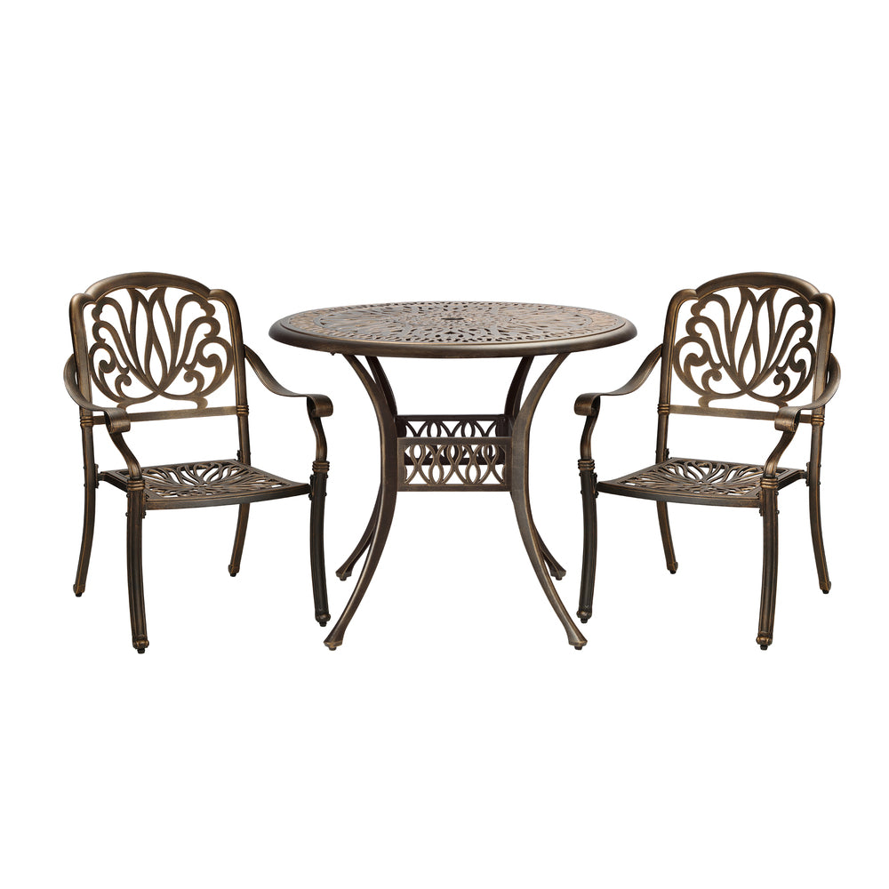 Livsip Outdoor Dining Set Bistro 3 Piece Cast Aluminium
