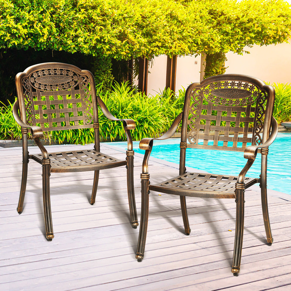 Livsip Outdoor Furniture Dining Chairs Cast Aluminium x2