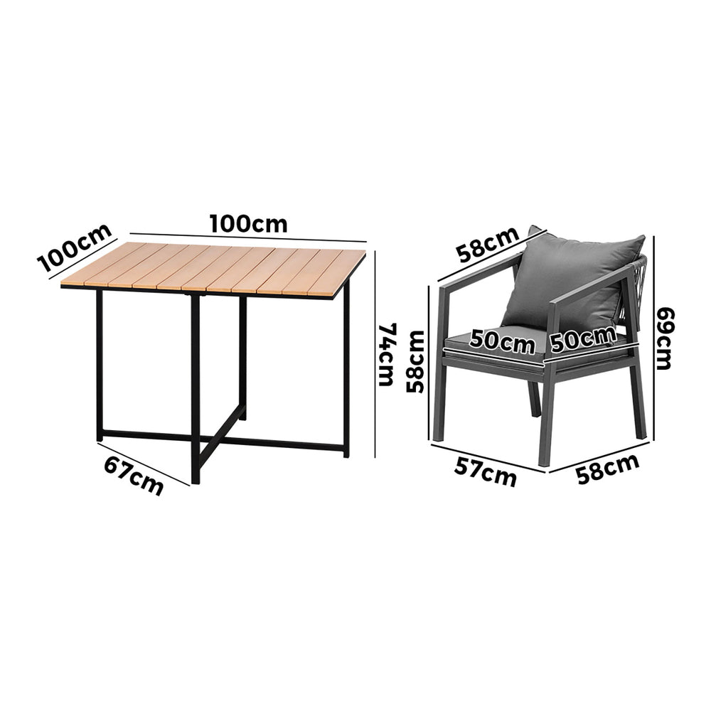 Livsip 4 Seater Outdoor Dining Set Garden Table Chairs Setting