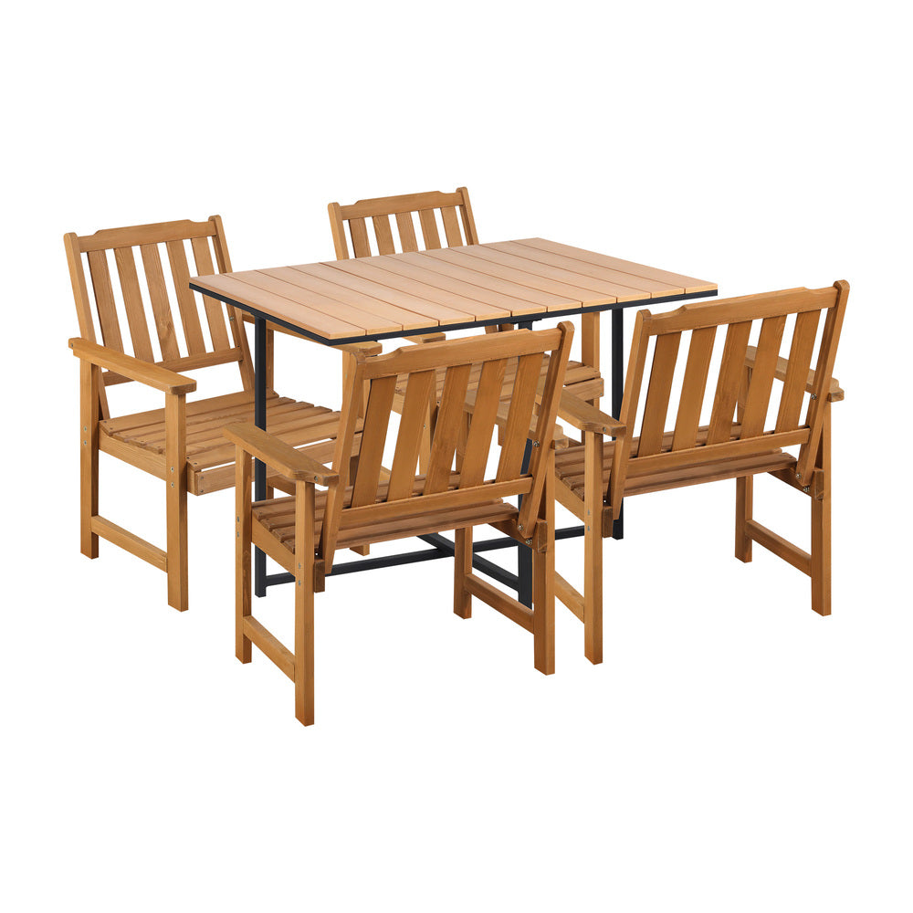 Livsip 4 Seater Outdoor Dining Set Table&Wood Chairs