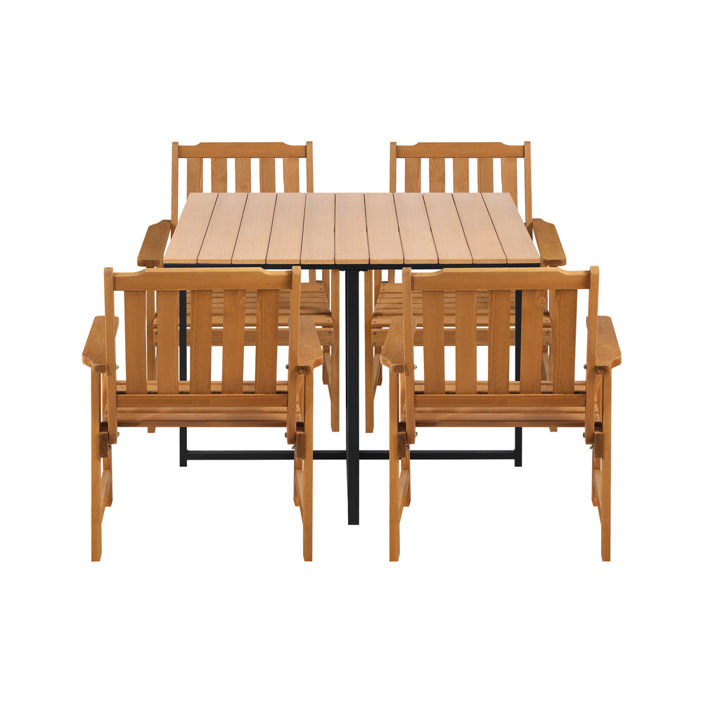 Livsip 4 Seater Outdoor Dining Set Table&Wood Chairs