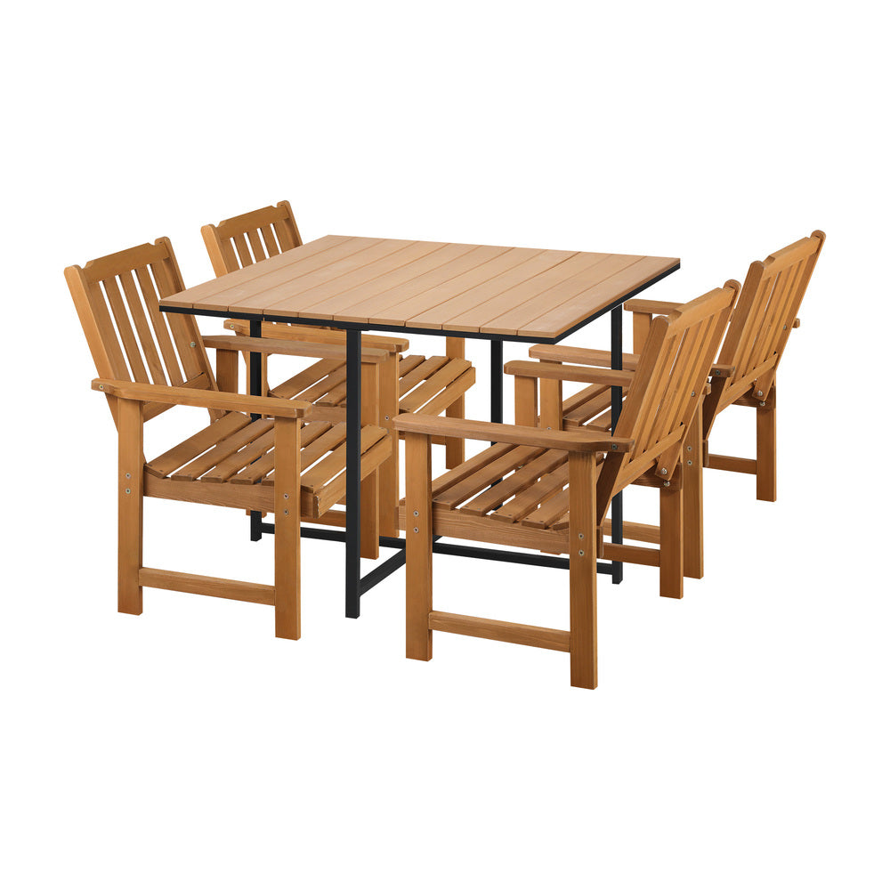 Livsip 4 Seater Outdoor Dining Set Table&Wood Chairs