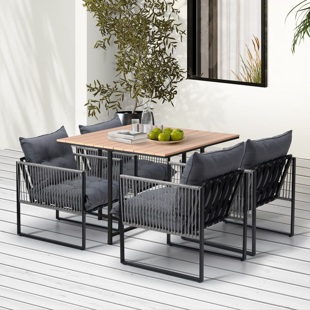 Livsip 5PCS Outdoor Dining Set Garden Table Chairs with Cushions