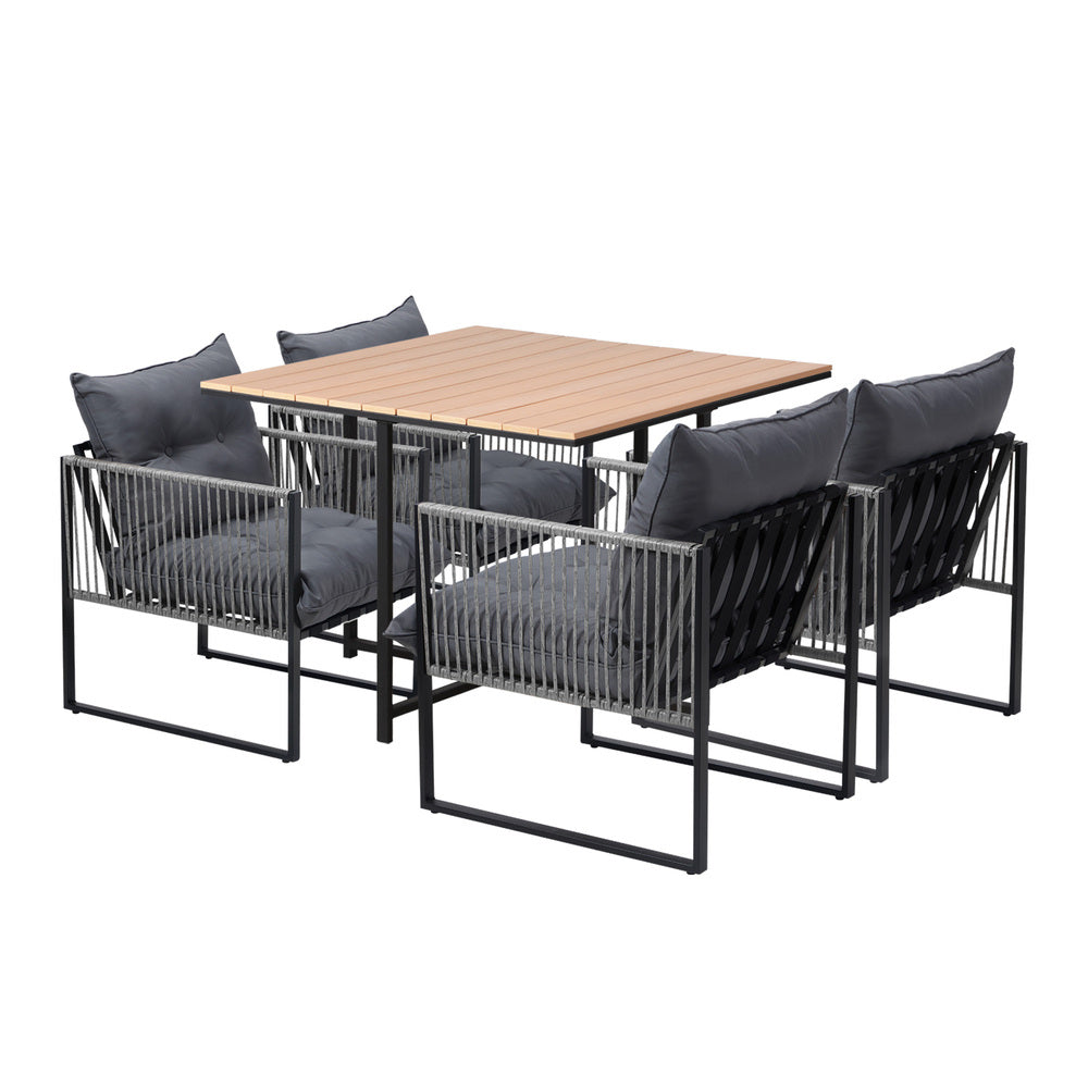 Livsip 5PCS Outdoor Dining Set Garden Table Chairs with Cushions