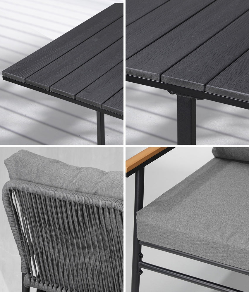 Livsip Outdoor Dining Set Garden Black Table and Chairs 4 Seater