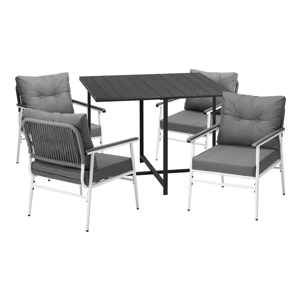 Livsip Outdoor Dining Set Black Table and Chairs 5PCS