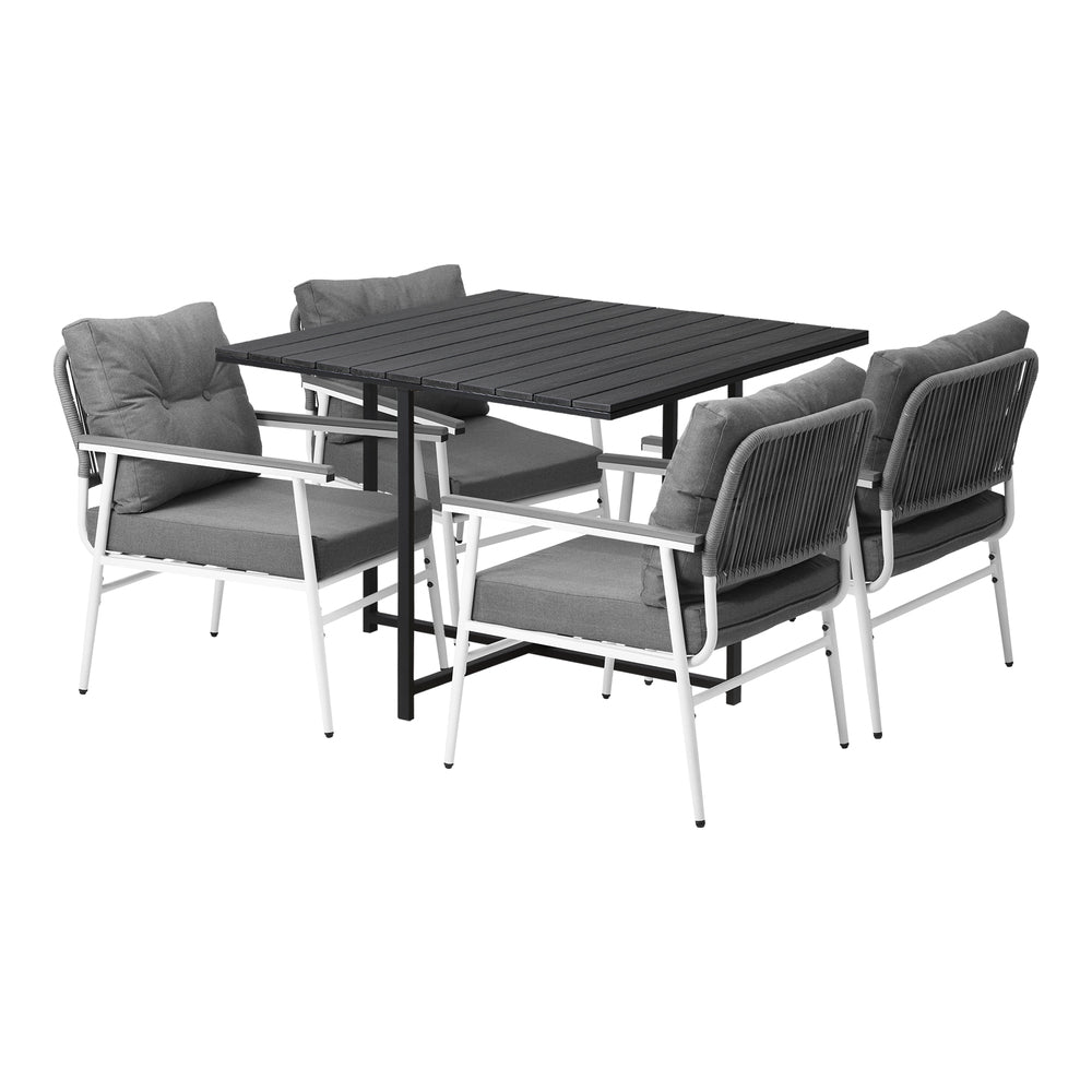 Livsip Outdoor Dining Set Black Table and Chairs 5PCS