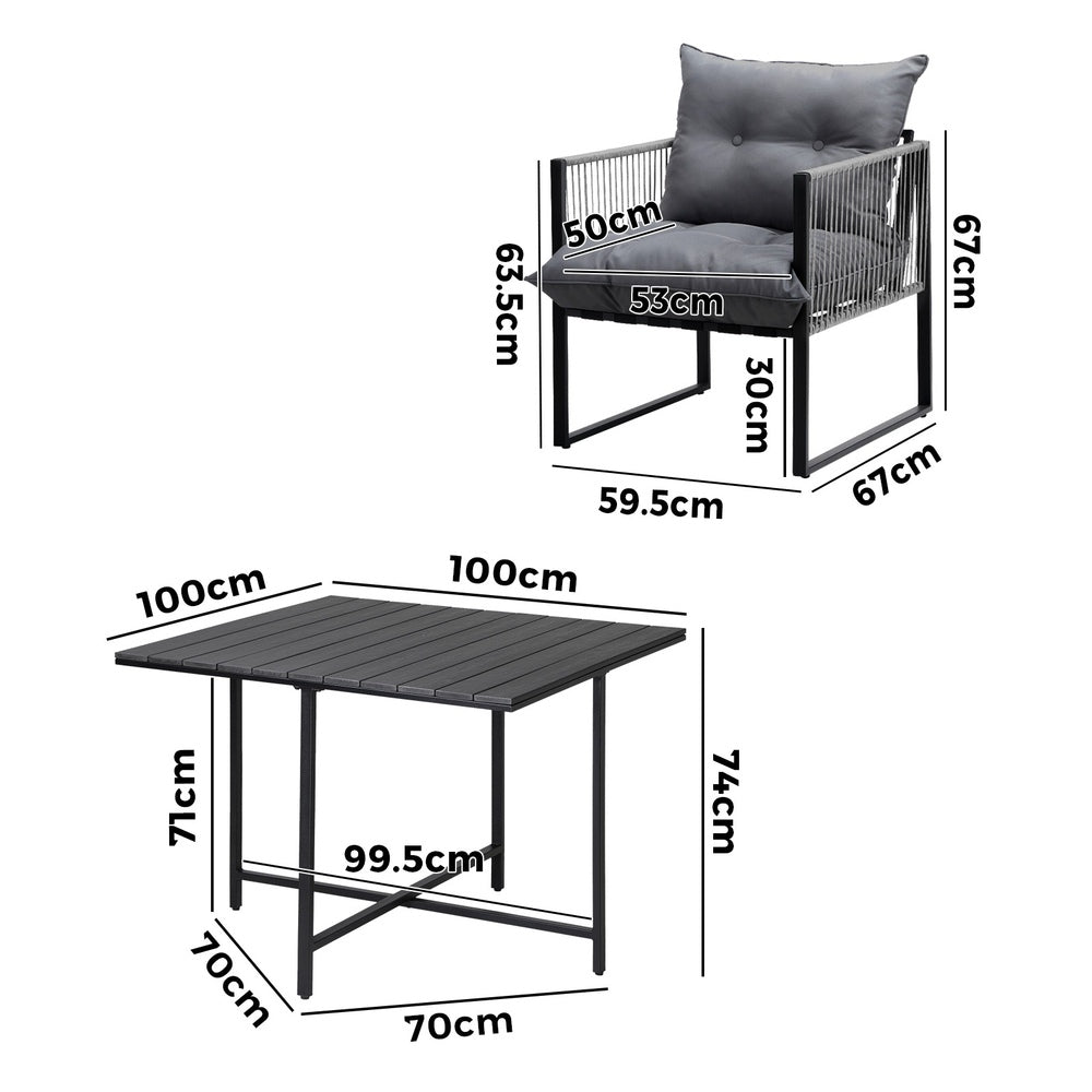 Livsip 5PCS Outdoor Dining Set Garden Table Sofa Chairs with Cushions