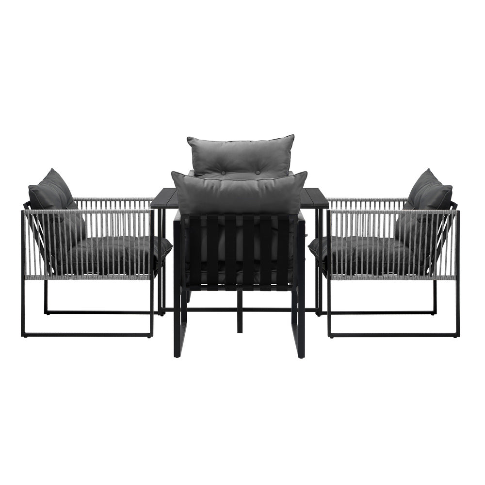 Livsip 5PCS Outdoor Dining Set Garden Table Sofa Chairs with Cushions