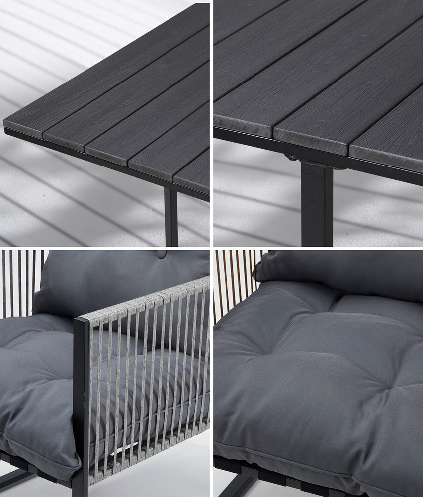 Livsip 5PCS Outdoor Dining Set Garden Table Sofa Chairs with Cushions