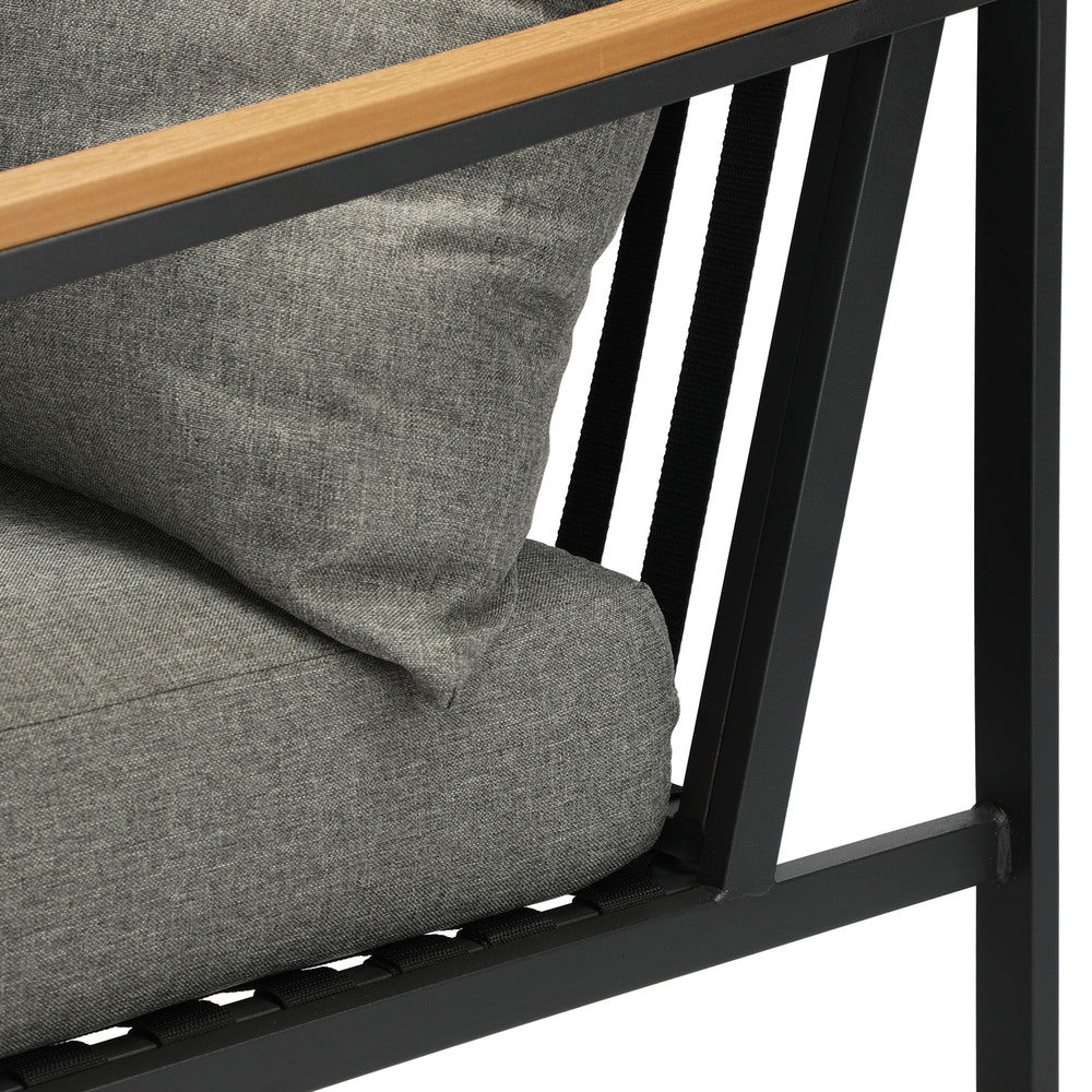 Livsip 4 Seater Outdoor Dining Set Wood-Plastic Black Table and Sofa Chairs