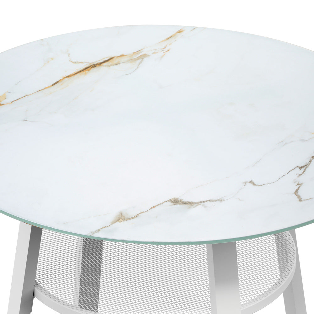 Livsip Outdoor Dining Table w/ Storage Shelf White 90cm
