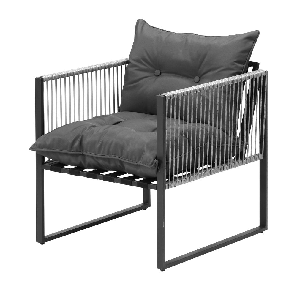 Livsip 3PCS Outdoor Dining Set Round Table PE Wicker Chairs