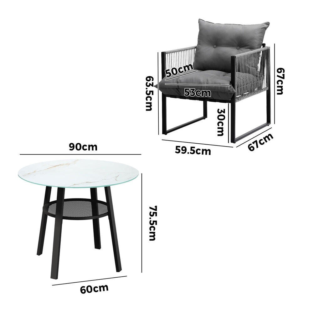 Livsip 5PCS Outdoor Dining Set Round Table PE Wicker Chairs