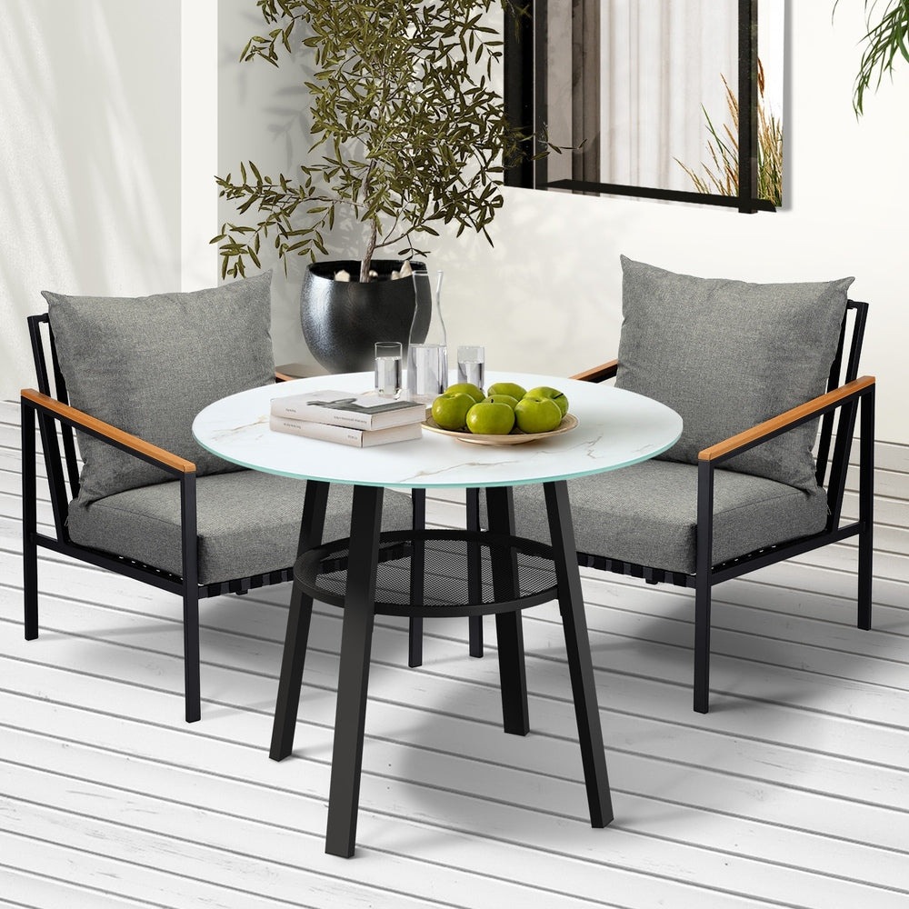 Livsip Outdoor Dining Setting Table Sofa Chairs 3PCS