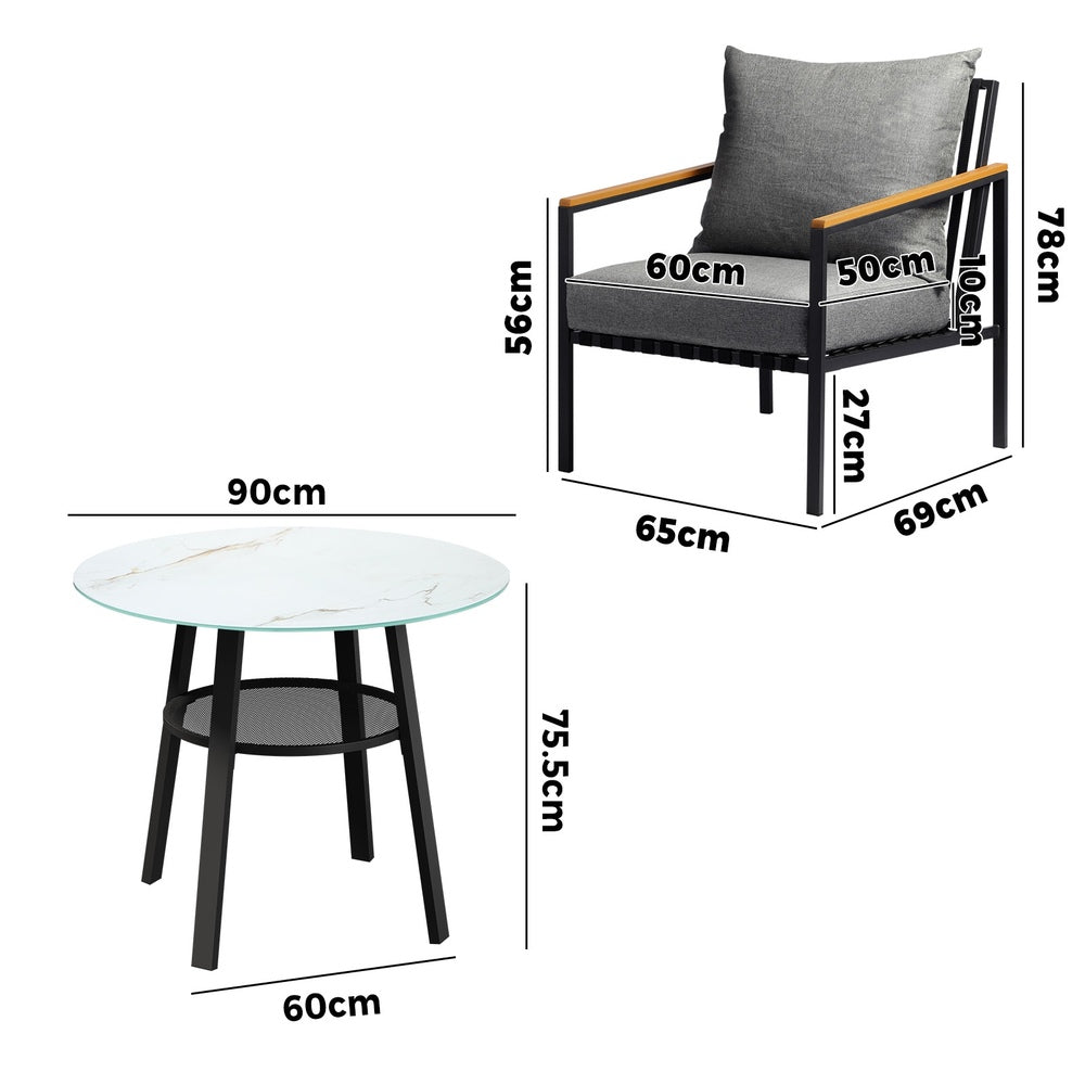Livsip Outdoor Dining Setting Table Sofa Chairs 5PCS