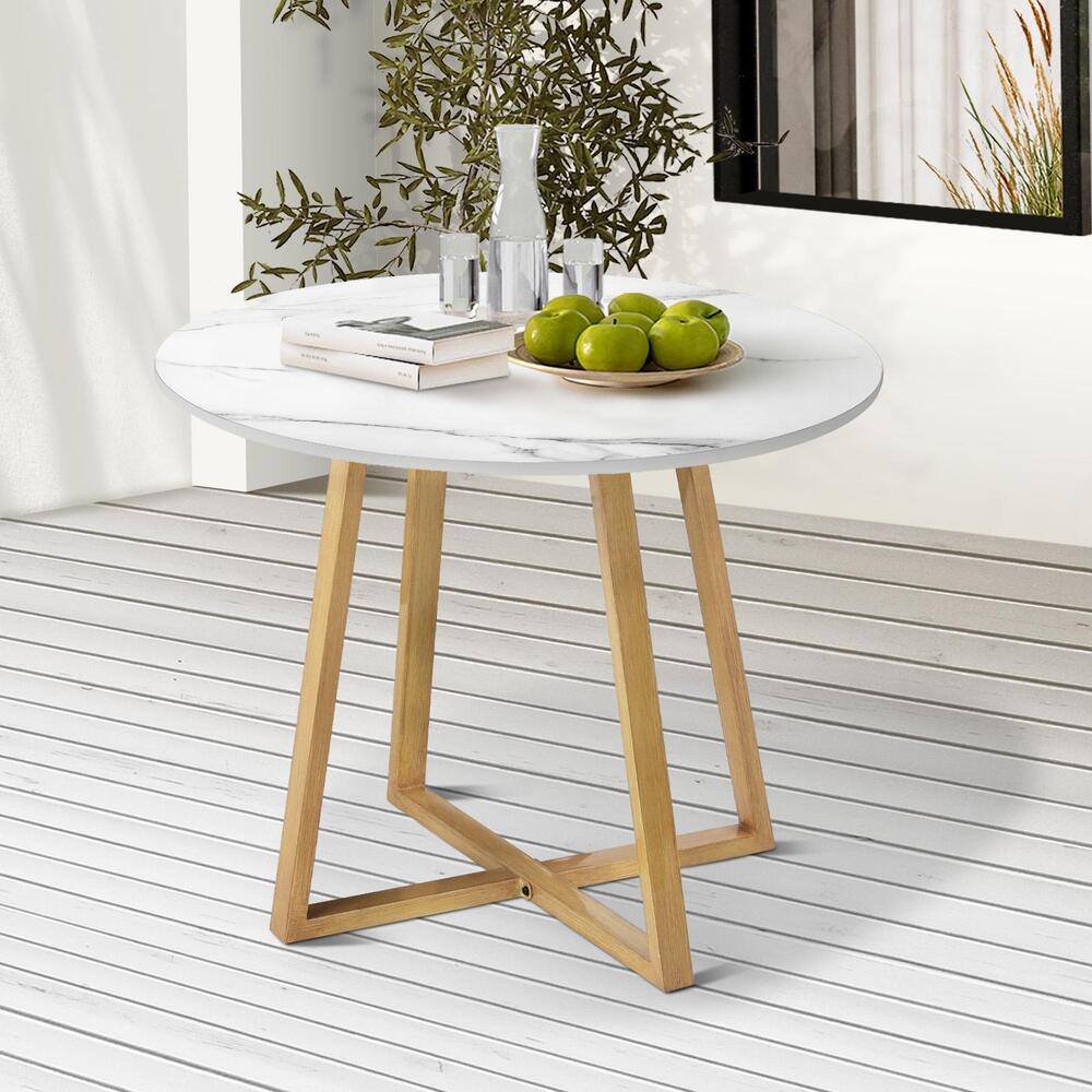 Livsip 90cm Outdoor Dining Sintered Stone Table Brown