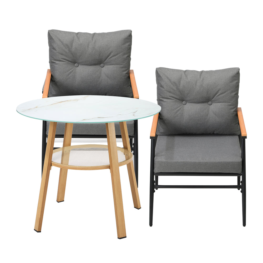 Livsip 3PCS Outdoor Furniture Dining Set Table with Storage Shelf