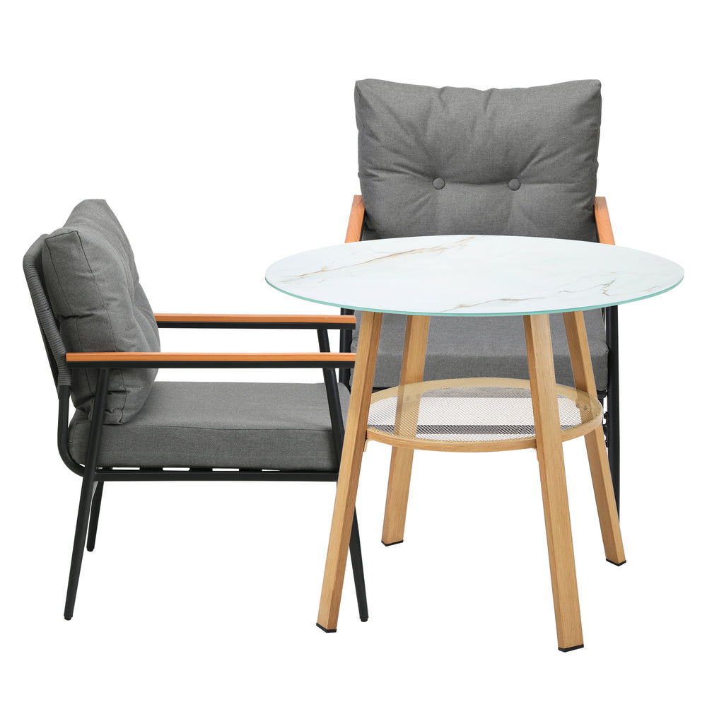 Livsip 3PCS Outdoor Furniture Dining Set Table with Storage Shelf