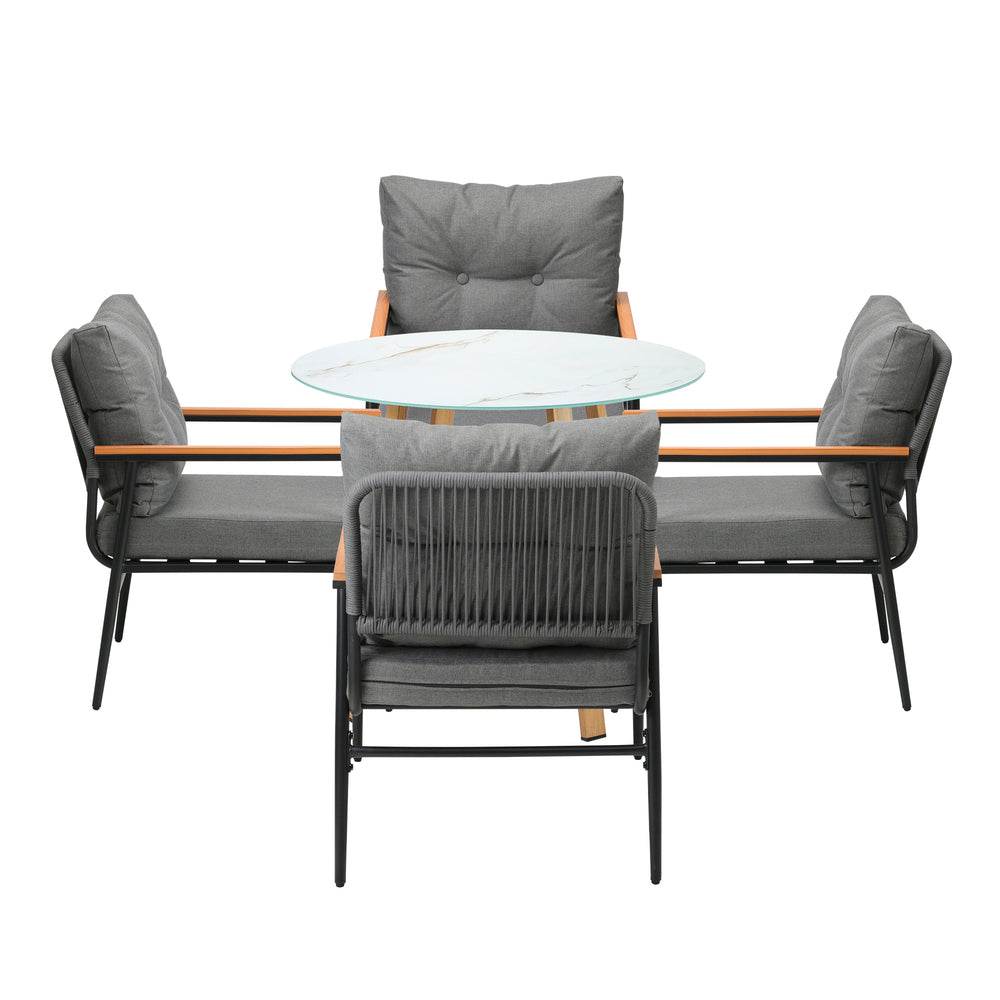 Livsip 5PCS Outdoor Furniture Dining Set Table with Storage Shelf