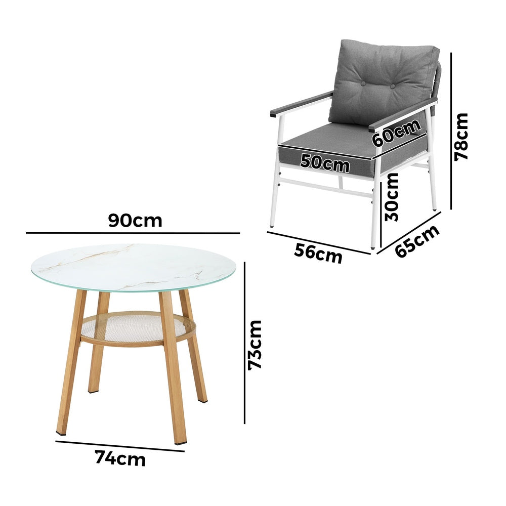 Livsip Outdoor 3PCS Dining Set Table with Storage Shelf