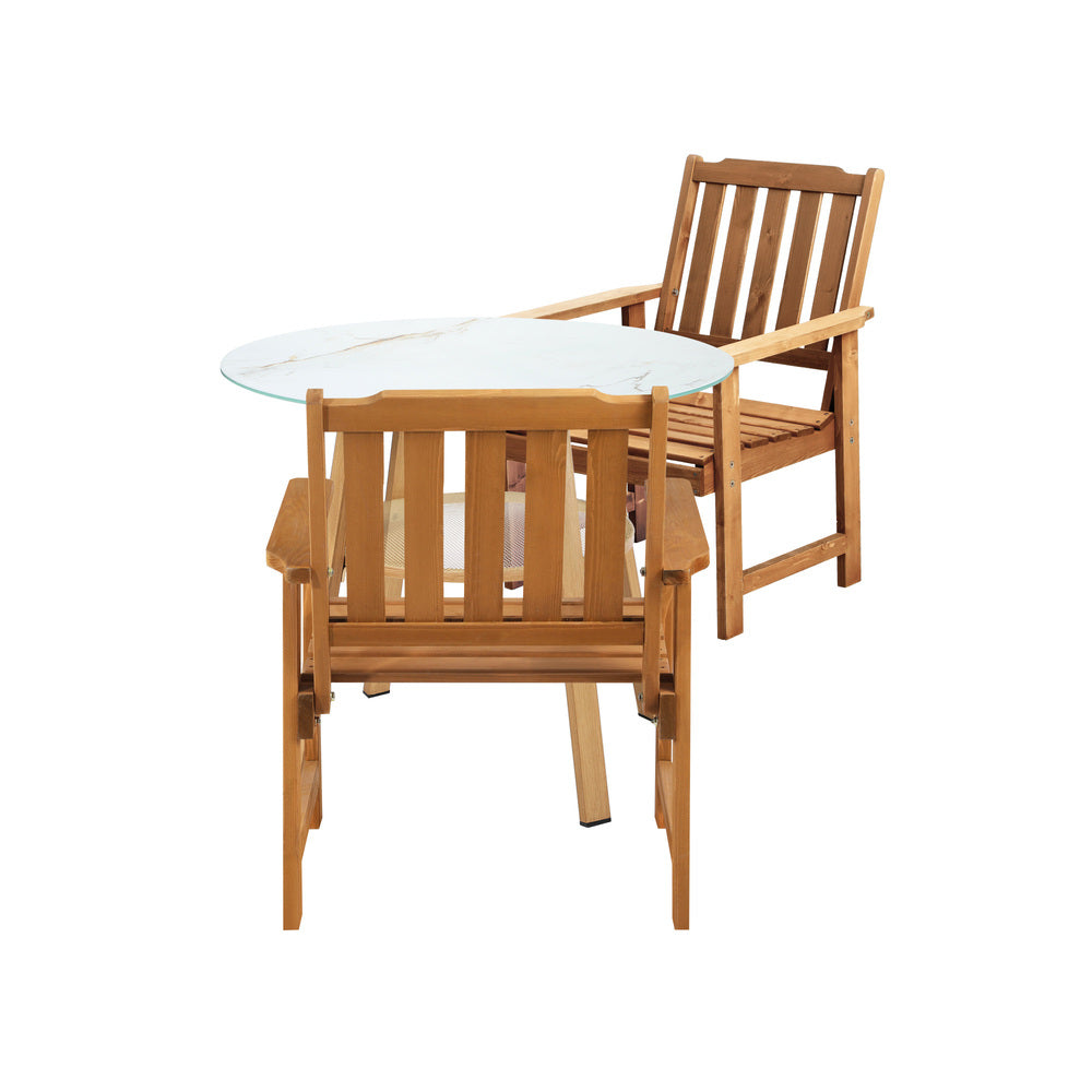 Livsip 3PC Outdoor Dining Set Solid Wood Chair and Table