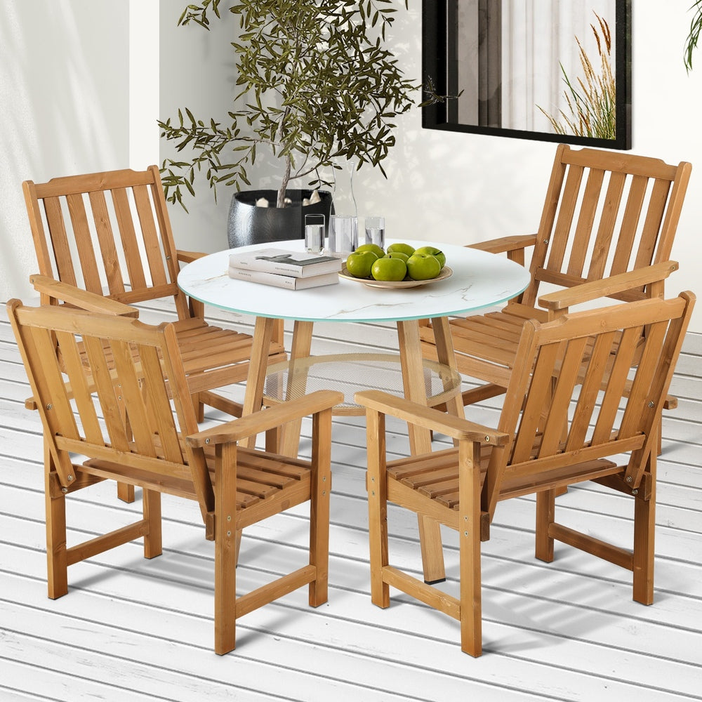 Livsip 5PC Outdoor Dining Set Solid Wood Chair and Table