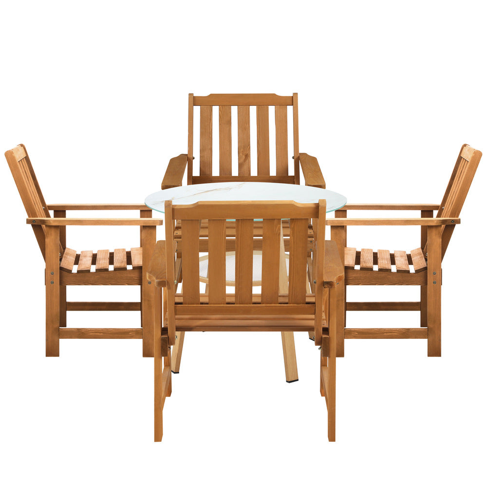 Livsip 5PC Outdoor Dining Set Solid Wood Chair and Table