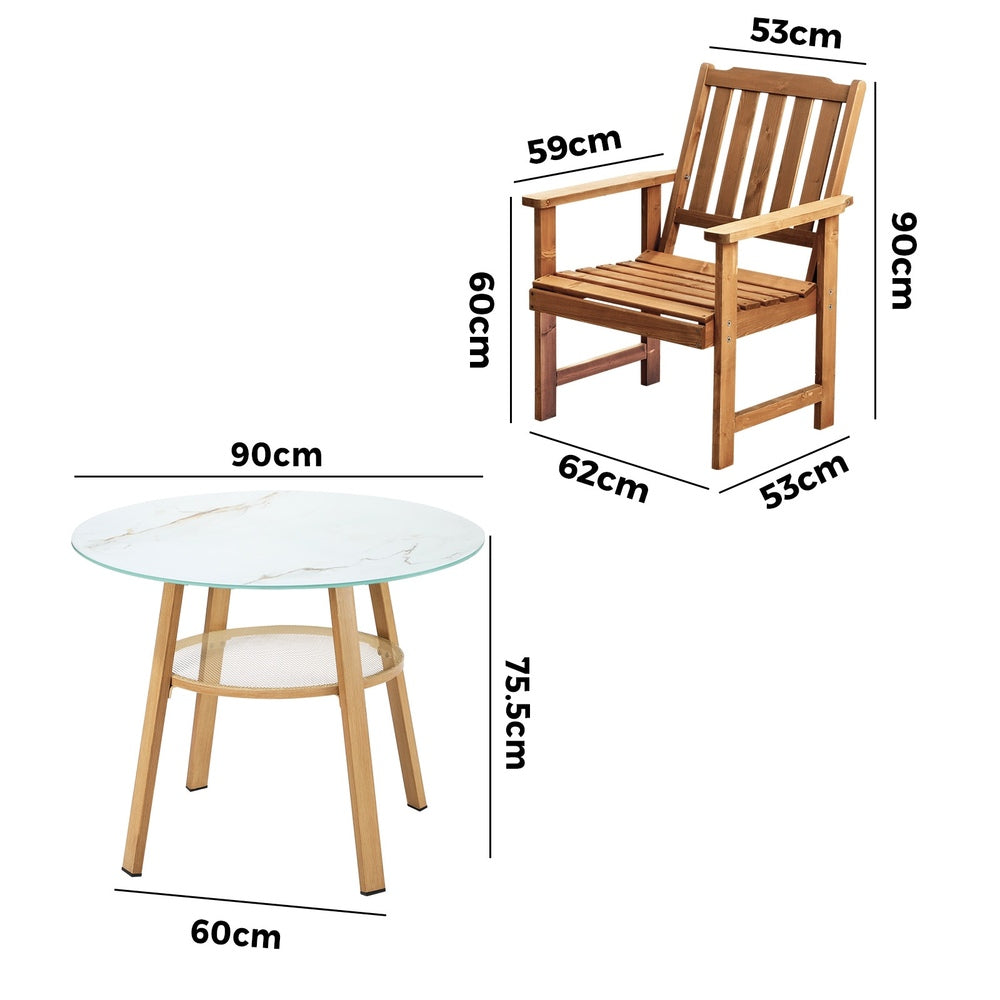 Livsip 5PC Outdoor Dining Set Solid Wood Chair and Table